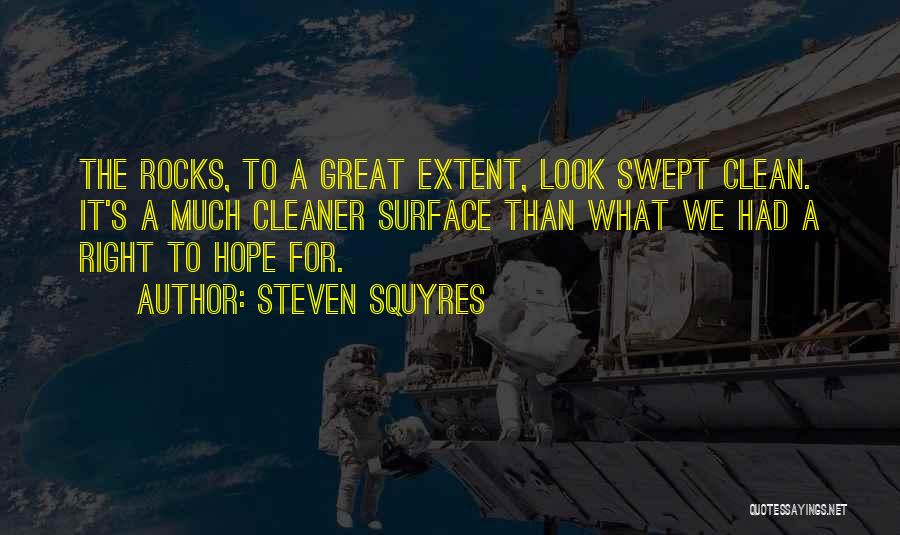 Steven Squyres Quotes: The Rocks, To A Great Extent, Look Swept Clean. It's A Much Cleaner Surface Than What We Had A Right