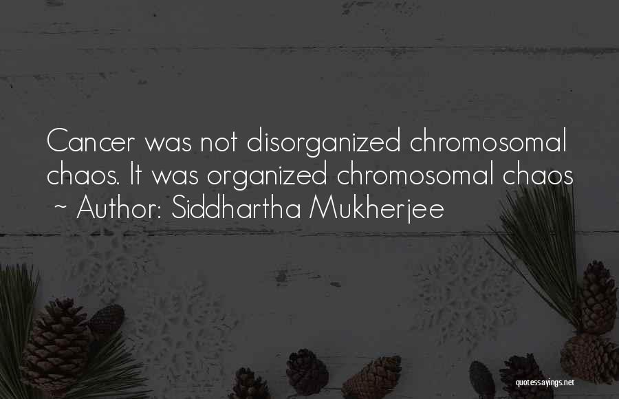 Siddhartha Mukherjee Quotes: Cancer Was Not Disorganized Chromosomal Chaos. It Was Organized Chromosomal Chaos