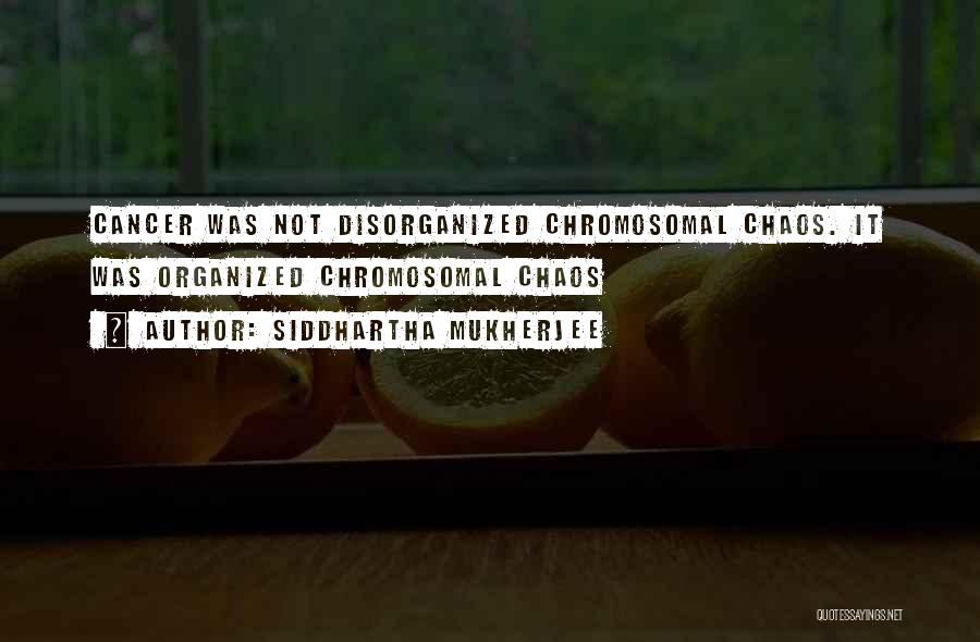 Siddhartha Mukherjee Quotes: Cancer Was Not Disorganized Chromosomal Chaos. It Was Organized Chromosomal Chaos
