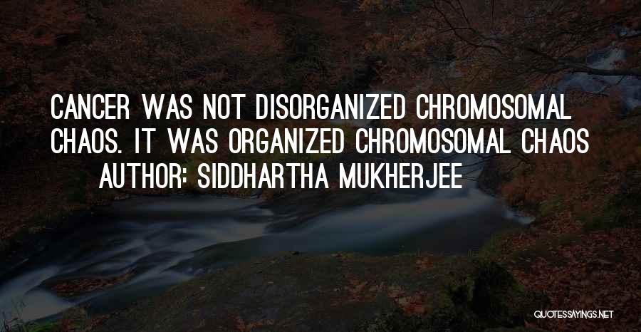 Siddhartha Mukherjee Quotes: Cancer Was Not Disorganized Chromosomal Chaos. It Was Organized Chromosomal Chaos