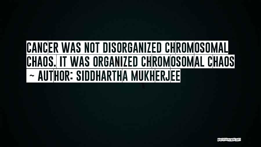 Siddhartha Mukherjee Quotes: Cancer Was Not Disorganized Chromosomal Chaos. It Was Organized Chromosomal Chaos
