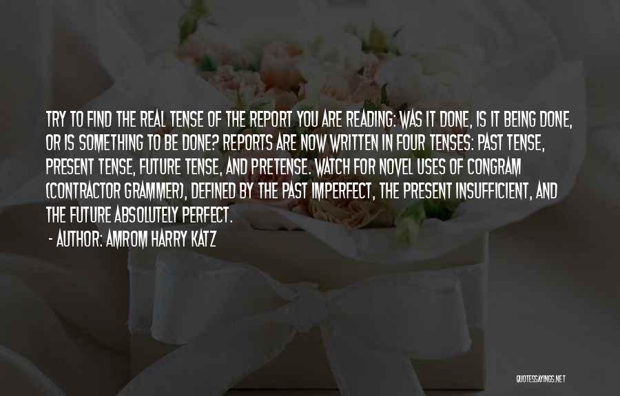 Amrom Harry Katz Quotes: Try To Find The Real Tense Of The Report You Are Reading: Was It Done, Is It Being Done, Or