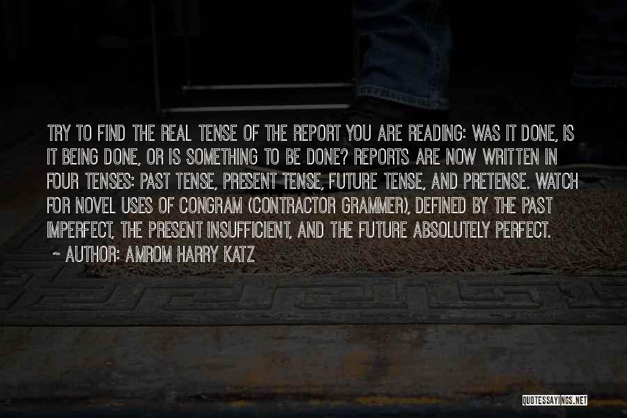 Amrom Harry Katz Quotes: Try To Find The Real Tense Of The Report You Are Reading: Was It Done, Is It Being Done, Or