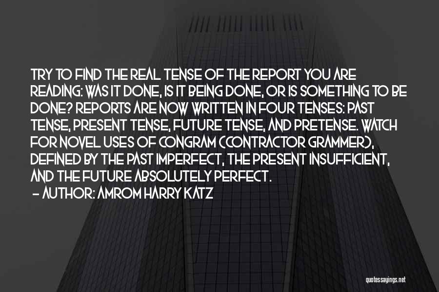 Amrom Harry Katz Quotes: Try To Find The Real Tense Of The Report You Are Reading: Was It Done, Is It Being Done, Or