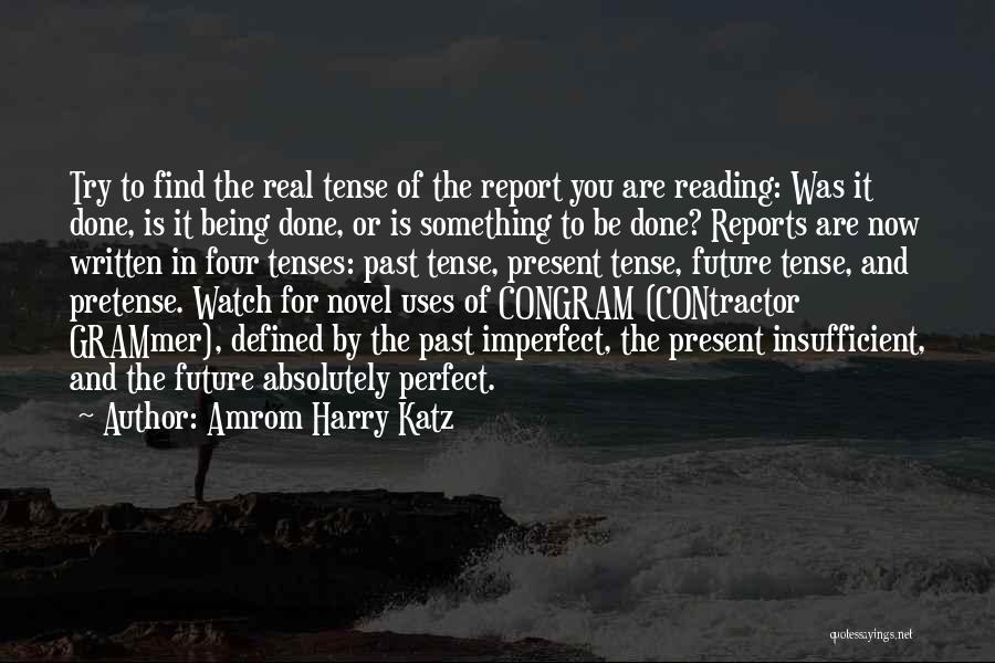 Amrom Harry Katz Quotes: Try To Find The Real Tense Of The Report You Are Reading: Was It Done, Is It Being Done, Or