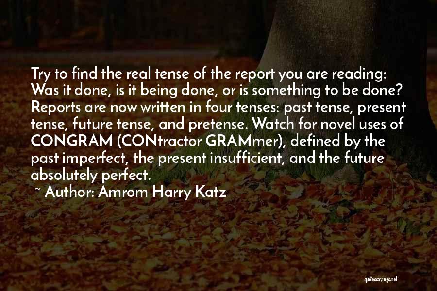 Amrom Harry Katz Quotes: Try To Find The Real Tense Of The Report You Are Reading: Was It Done, Is It Being Done, Or