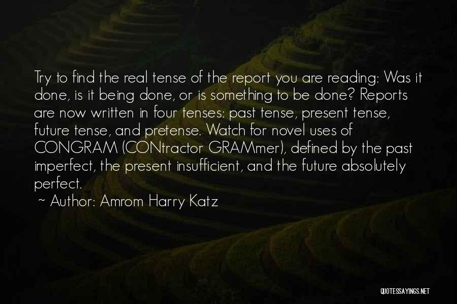 Amrom Harry Katz Quotes: Try To Find The Real Tense Of The Report You Are Reading: Was It Done, Is It Being Done, Or