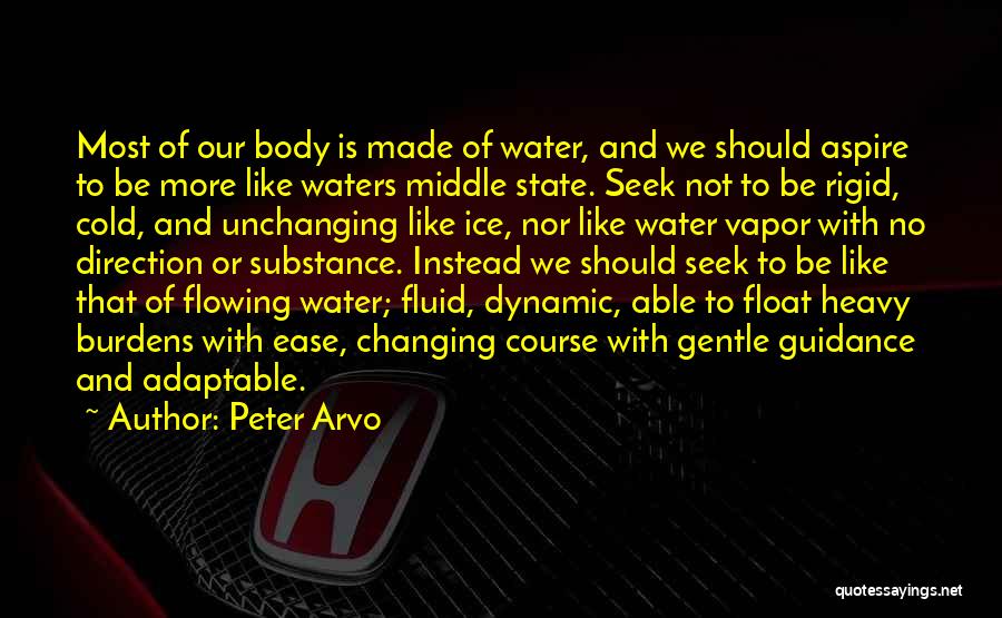 Peter Arvo Quotes: Most Of Our Body Is Made Of Water, And We Should Aspire To Be More Like Waters Middle State. Seek