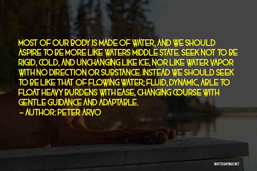 Peter Arvo Quotes: Most Of Our Body Is Made Of Water, And We Should Aspire To Be More Like Waters Middle State. Seek