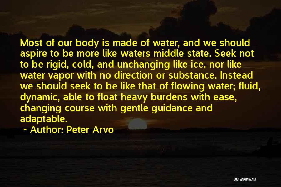 Peter Arvo Quotes: Most Of Our Body Is Made Of Water, And We Should Aspire To Be More Like Waters Middle State. Seek