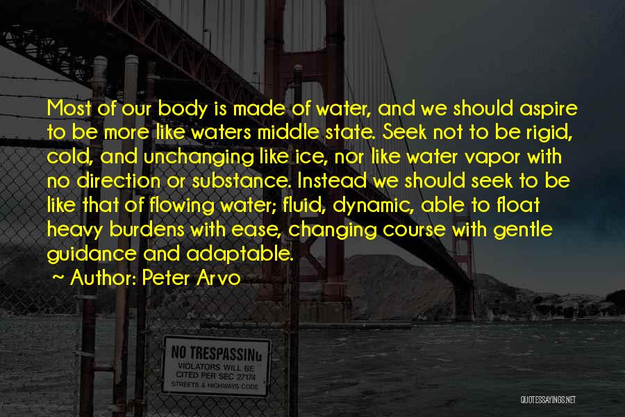 Peter Arvo Quotes: Most Of Our Body Is Made Of Water, And We Should Aspire To Be More Like Waters Middle State. Seek