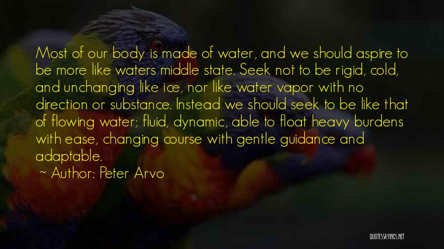 Peter Arvo Quotes: Most Of Our Body Is Made Of Water, And We Should Aspire To Be More Like Waters Middle State. Seek