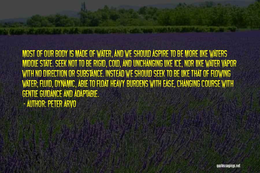 Peter Arvo Quotes: Most Of Our Body Is Made Of Water, And We Should Aspire To Be More Like Waters Middle State. Seek