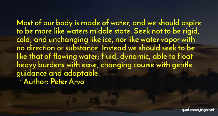 Peter Arvo Quotes: Most Of Our Body Is Made Of Water, And We Should Aspire To Be More Like Waters Middle State. Seek