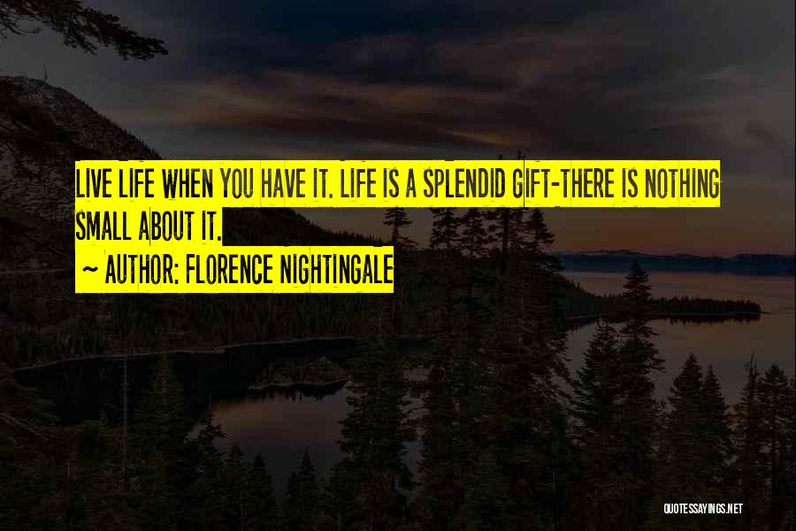 Florence Nightingale Quotes: Live Life When You Have It. Life Is A Splendid Gift-there Is Nothing Small About It.