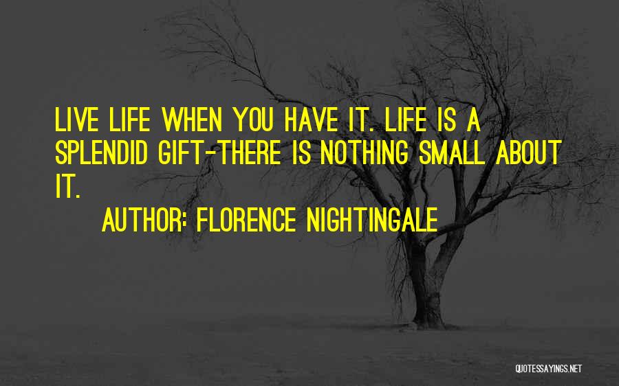 Florence Nightingale Quotes: Live Life When You Have It. Life Is A Splendid Gift-there Is Nothing Small About It.