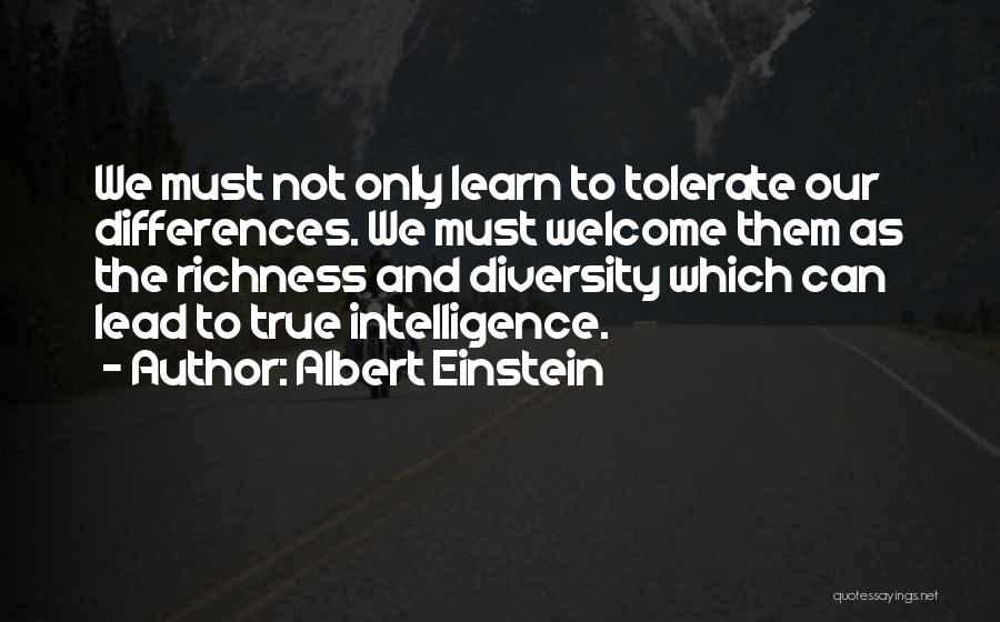 Albert Einstein Quotes: We Must Not Only Learn To Tolerate Our Differences. We Must Welcome Them As The Richness And Diversity Which Can