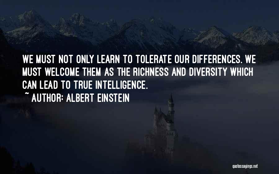 Albert Einstein Quotes: We Must Not Only Learn To Tolerate Our Differences. We Must Welcome Them As The Richness And Diversity Which Can