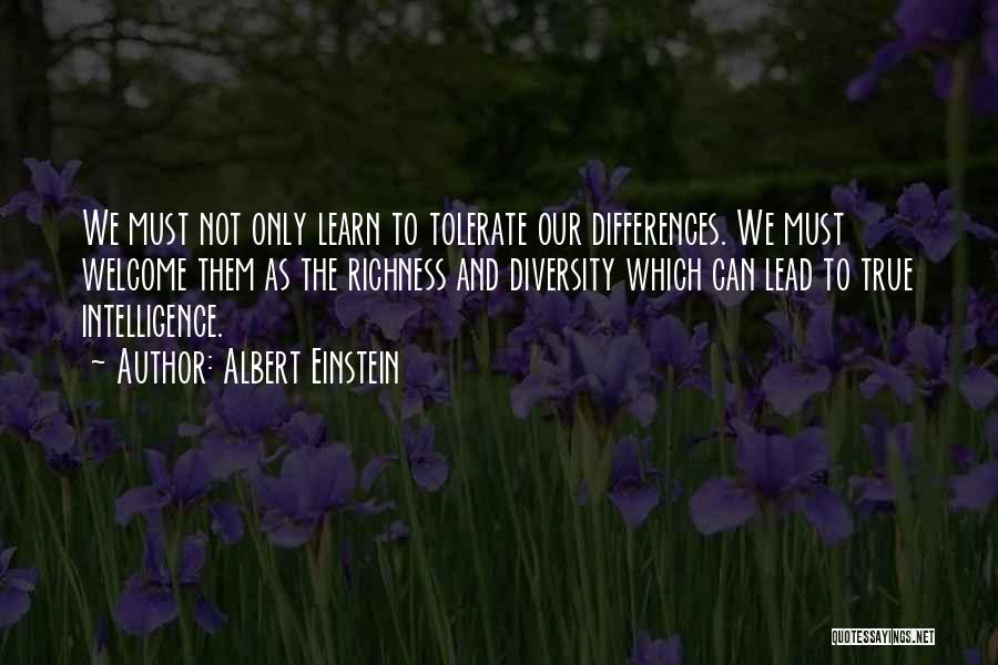 Albert Einstein Quotes: We Must Not Only Learn To Tolerate Our Differences. We Must Welcome Them As The Richness And Diversity Which Can