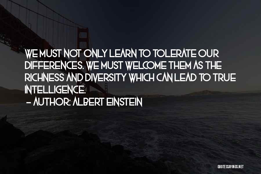 Albert Einstein Quotes: We Must Not Only Learn To Tolerate Our Differences. We Must Welcome Them As The Richness And Diversity Which Can