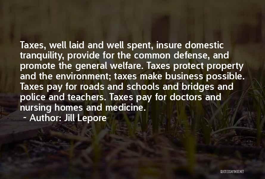 Jill Lepore Quotes: Taxes, Well Laid And Well Spent, Insure Domestic Tranquility, Provide For The Common Defense, And Promote The General Welfare. Taxes