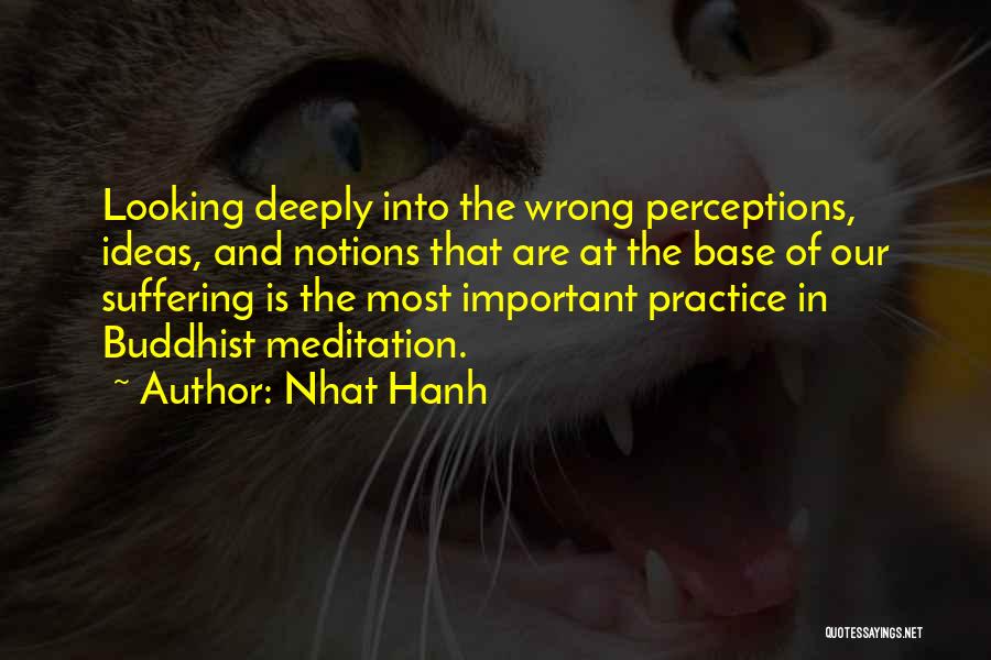 Nhat Hanh Quotes: Looking Deeply Into The Wrong Perceptions, Ideas, And Notions That Are At The Base Of Our Suffering Is The Most