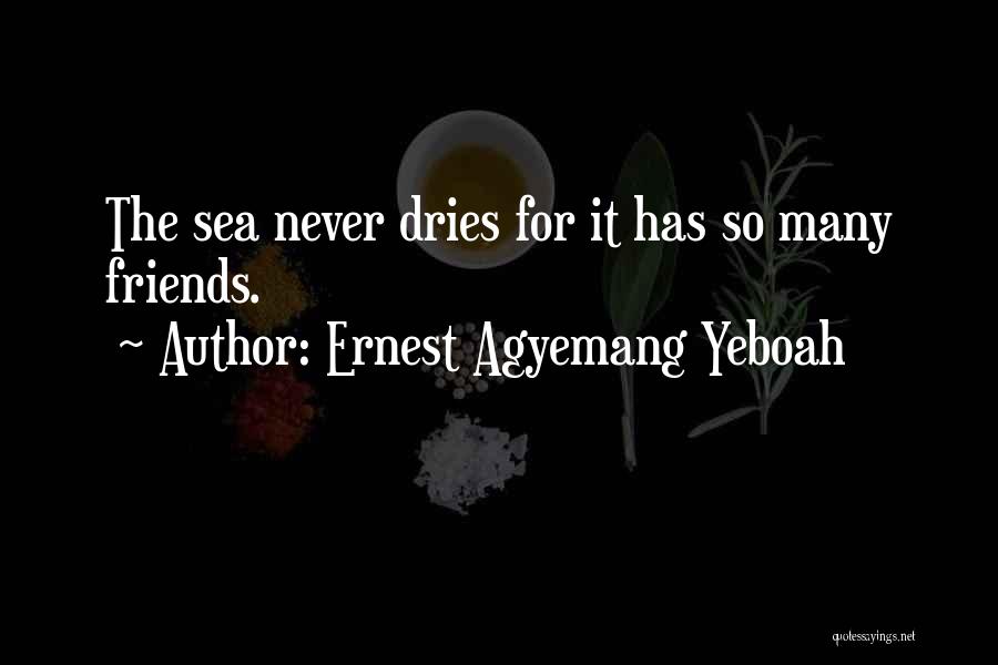Ernest Agyemang Yeboah Quotes: The Sea Never Dries For It Has So Many Friends.