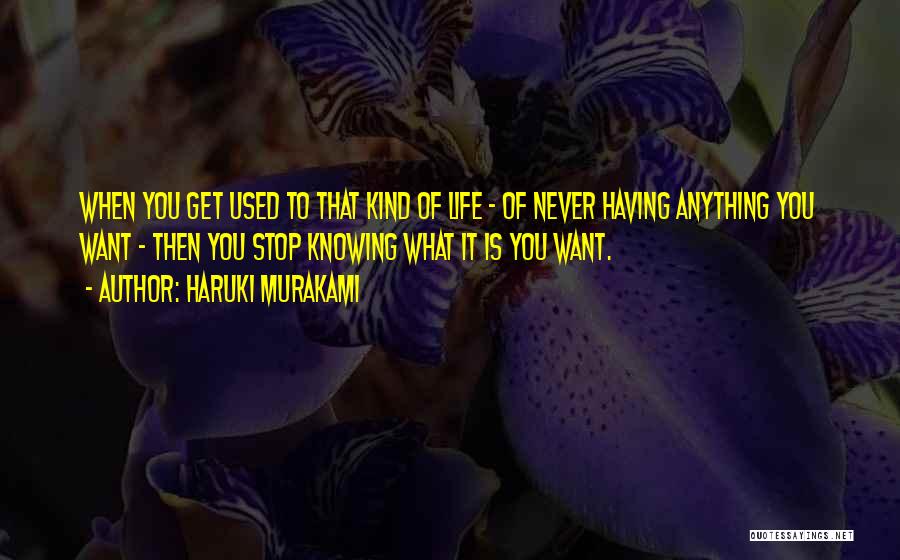 Haruki Murakami Quotes: When You Get Used To That Kind Of Life - Of Never Having Anything You Want - Then You Stop