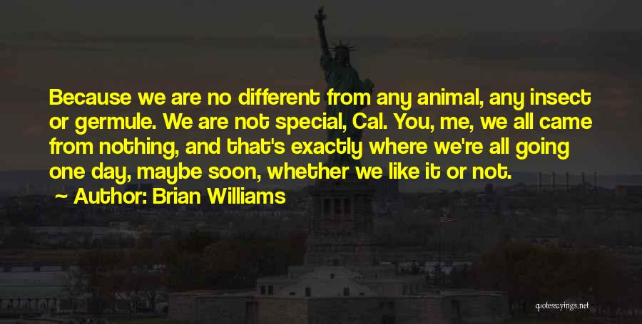Brian Williams Quotes: Because We Are No Different From Any Animal, Any Insect Or Germule. We Are Not Special, Cal. You, Me, We