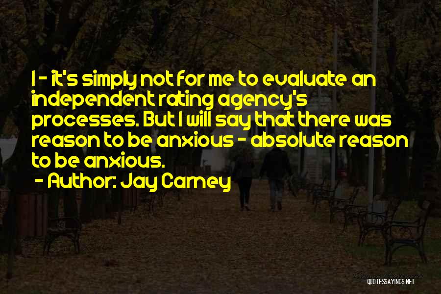 Jay Carney Quotes: I - It's Simply Not For Me To Evaluate An Independent Rating Agency's Processes. But I Will Say That There