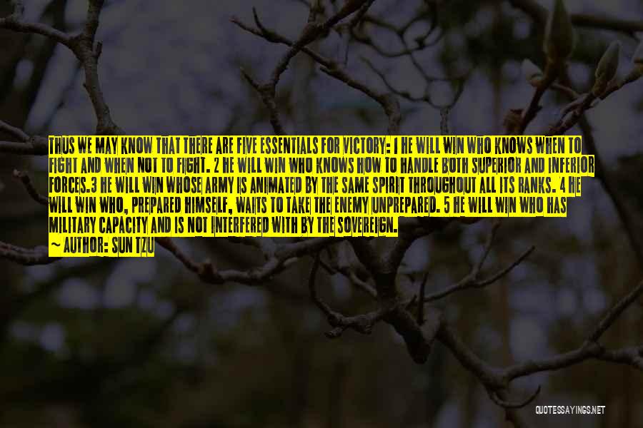 Sun Tzu Quotes: Thus We May Know That There Are Five Essentials For Victory: 1 He Will Win Who Knows When To Fight