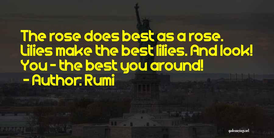 Rumi Quotes: The Rose Does Best As A Rose. Lilies Make The Best Lilies. And Look! You - The Best You Around!