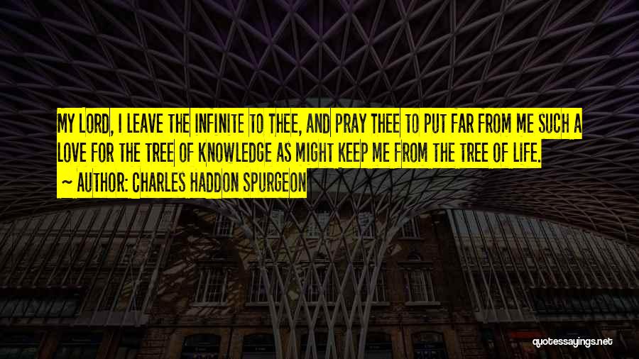 Charles Haddon Spurgeon Quotes: My Lord, I Leave The Infinite To Thee, And Pray Thee To Put Far From Me Such A Love For