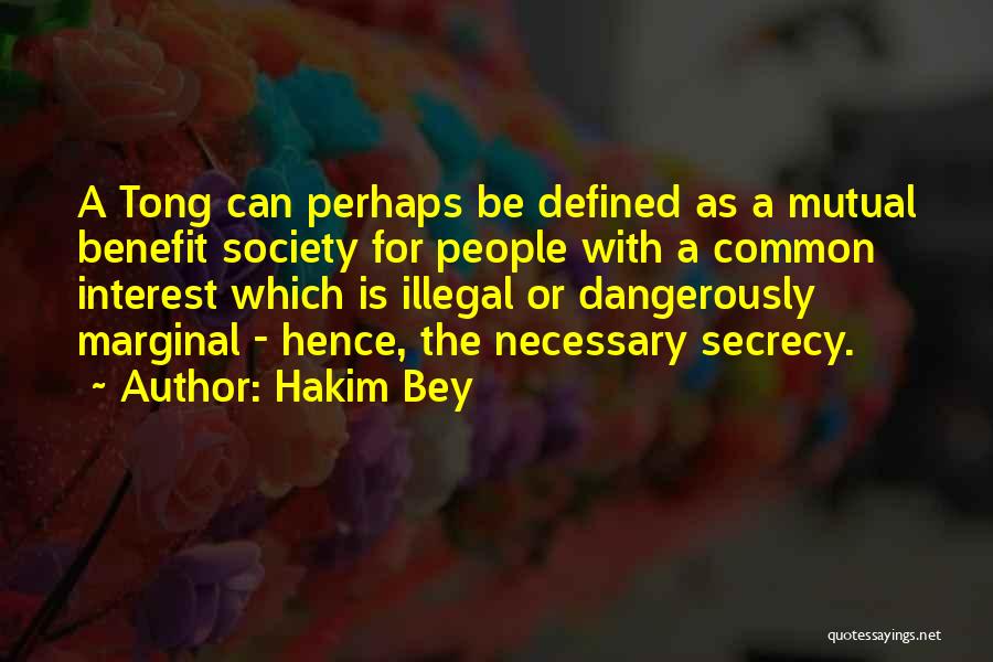 Hakim Bey Quotes: A Tong Can Perhaps Be Defined As A Mutual Benefit Society For People With A Common Interest Which Is Illegal