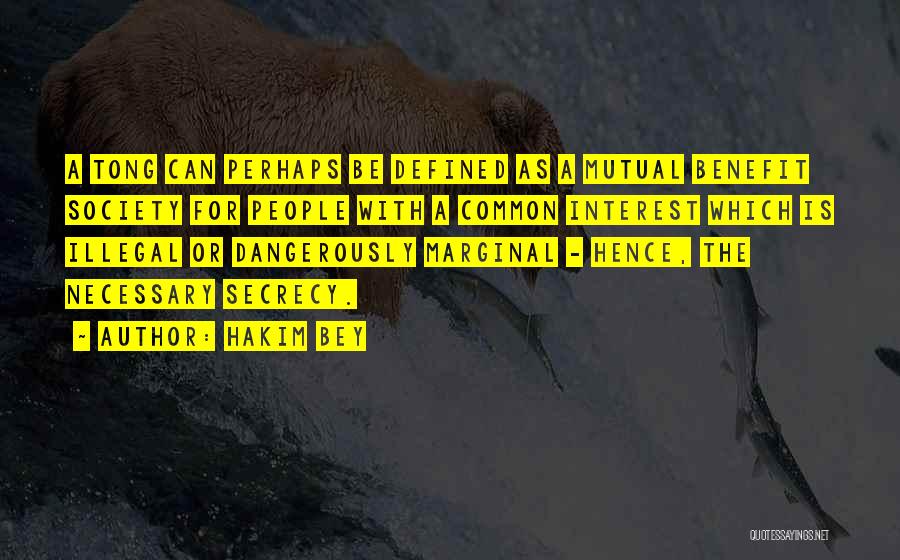 Hakim Bey Quotes: A Tong Can Perhaps Be Defined As A Mutual Benefit Society For People With A Common Interest Which Is Illegal