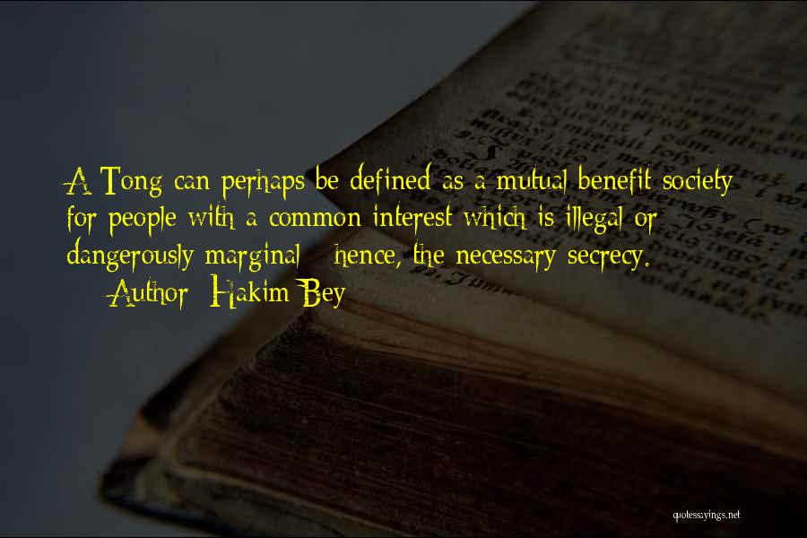 Hakim Bey Quotes: A Tong Can Perhaps Be Defined As A Mutual Benefit Society For People With A Common Interest Which Is Illegal