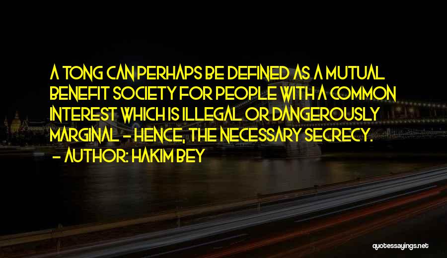 Hakim Bey Quotes: A Tong Can Perhaps Be Defined As A Mutual Benefit Society For People With A Common Interest Which Is Illegal