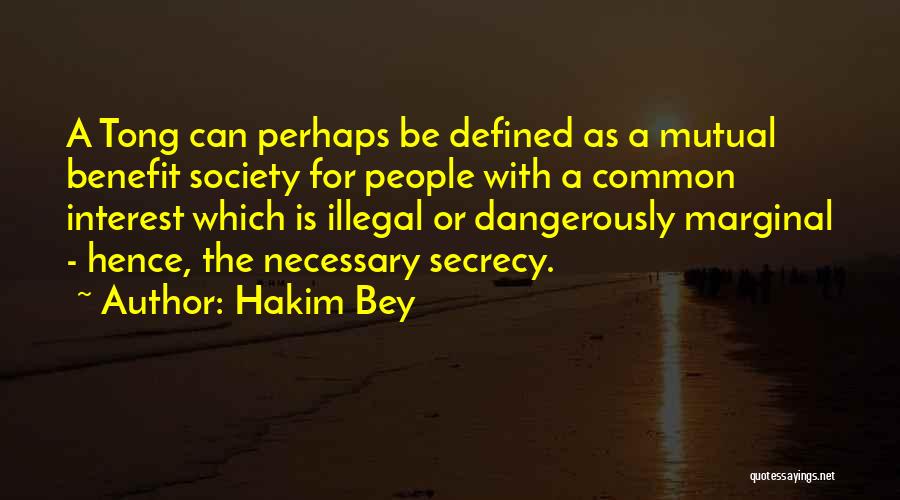 Hakim Bey Quotes: A Tong Can Perhaps Be Defined As A Mutual Benefit Society For People With A Common Interest Which Is Illegal