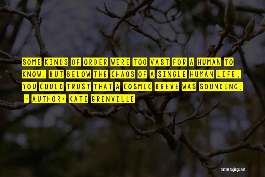 Kate Grenville Quotes: Some Kinds Of Order Were Too Vast For A Human To Know. But Below The Chaos Of A Single Human