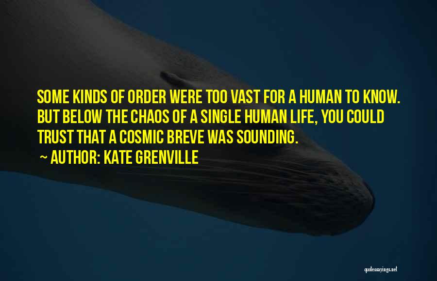 Kate Grenville Quotes: Some Kinds Of Order Were Too Vast For A Human To Know. But Below The Chaos Of A Single Human