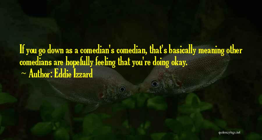 Eddie Izzard Quotes: If You Go Down As A Comedian's Comedian, That's Basically Meaning Other Comedians Are Hopefully Feeling That You're Doing Okay.