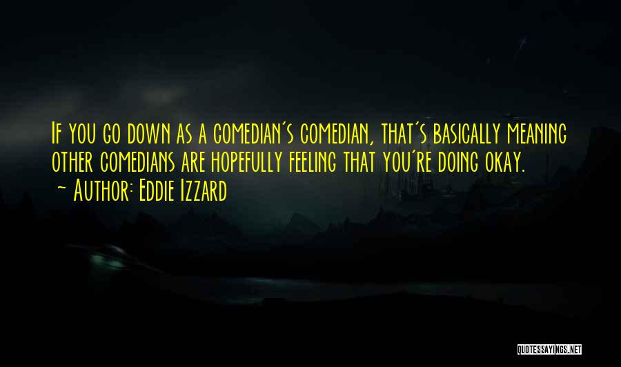 Eddie Izzard Quotes: If You Go Down As A Comedian's Comedian, That's Basically Meaning Other Comedians Are Hopefully Feeling That You're Doing Okay.