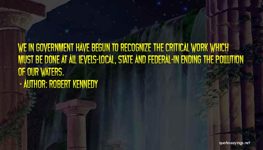 Robert Kennedy Quotes: We In Government Have Begun To Recognize The Critical Work Which Must Be Done At All Levels-local, State And Federal-in