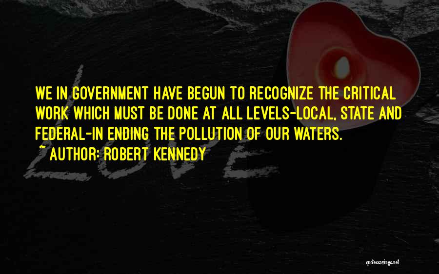 Robert Kennedy Quotes: We In Government Have Begun To Recognize The Critical Work Which Must Be Done At All Levels-local, State And Federal-in