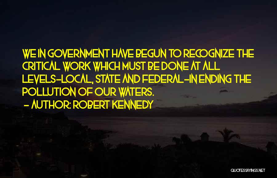 Robert Kennedy Quotes: We In Government Have Begun To Recognize The Critical Work Which Must Be Done At All Levels-local, State And Federal-in
