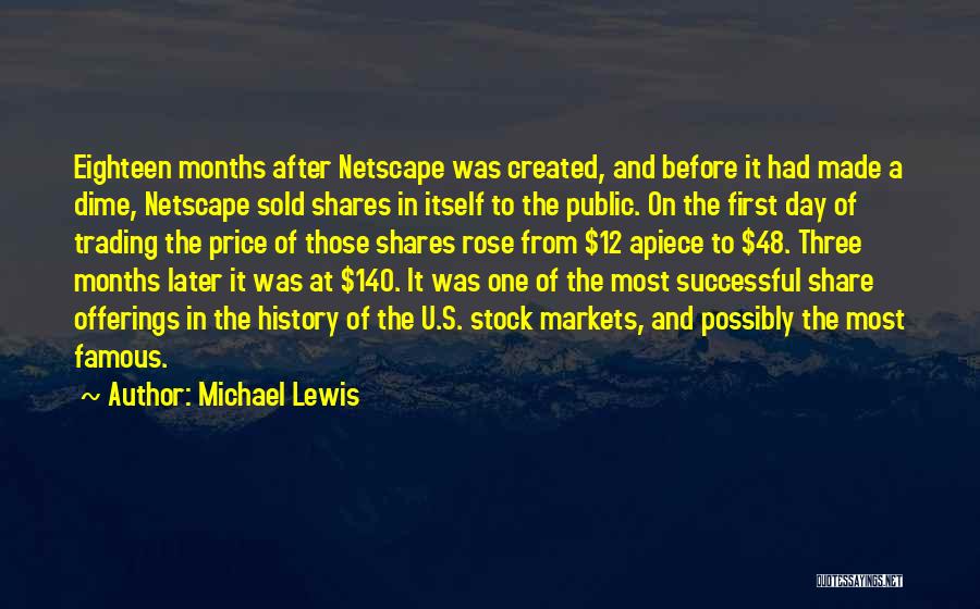 Michael Lewis Quotes: Eighteen Months After Netscape Was Created, And Before It Had Made A Dime, Netscape Sold Shares In Itself To The