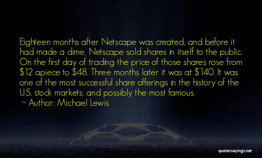 Michael Lewis Quotes: Eighteen Months After Netscape Was Created, And Before It Had Made A Dime, Netscape Sold Shares In Itself To The