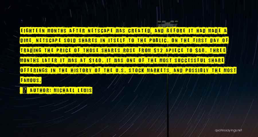 Michael Lewis Quotes: Eighteen Months After Netscape Was Created, And Before It Had Made A Dime, Netscape Sold Shares In Itself To The