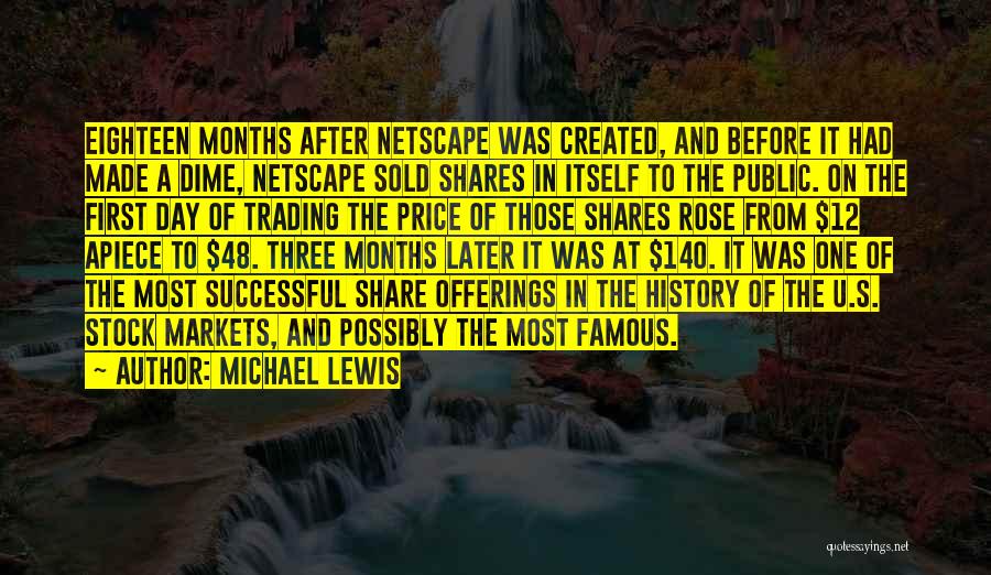 Michael Lewis Quotes: Eighteen Months After Netscape Was Created, And Before It Had Made A Dime, Netscape Sold Shares In Itself To The