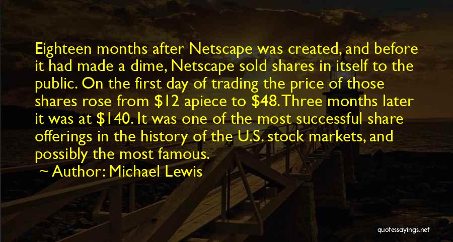 Michael Lewis Quotes: Eighteen Months After Netscape Was Created, And Before It Had Made A Dime, Netscape Sold Shares In Itself To The